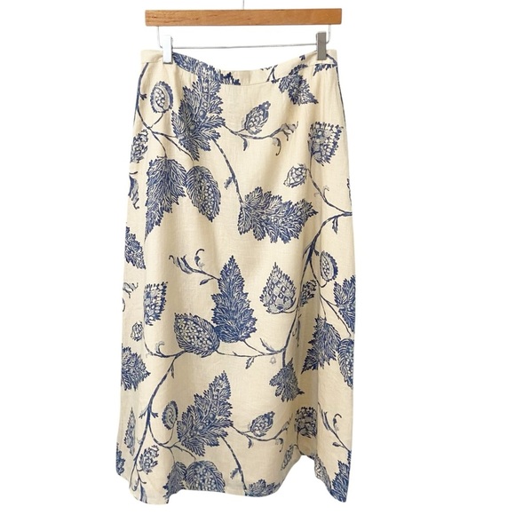 Lauren RL 100% Linen button Front A-Line Midi Skirt size 8 - Picture 2 of 9